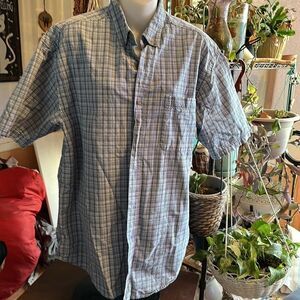 ARIZONA Jeans Blue Short Sleeve Plaid Casual Button Down Shirt Size Medium